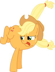 Size: 737x959 | Tagged: safe, artist:mighty355, applejack, earth pony, pony, bucking, simple background, solo, tongue out, transparent background, vector