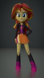 Size: 1080x1920 | Tagged: safe, artist:creatorofpony, artist:herobrinegirl101, sunset shimmer, equestria girls, 3d, blender, female, happy, solo