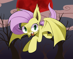 Size: 618x500 | Tagged: dead source, safe, artist:30clock, fluttershy, bat pony, pony, bats!, cute, fangs, flutterbat, race swap, shyabates, shyabetes, solo