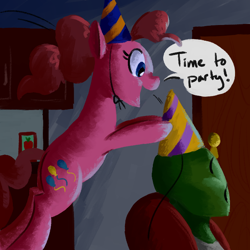 Size: 700x700 | Tagged: safe, artist:goat train, pinkie pie, oc, oc:anon, human, hat, party hat