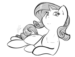 Size: 1045x795 | Tagged: safe, artist:krucification, rarity, pony, unicorn, bedroom eyes, monochrome, solo