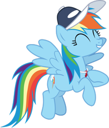 Size: 826x968 | Tagged: safe, artist:frownfactory, derpibooru import, rainbow dash, pegasus, pony, school daze, baseball cap, cap, coach, eyes closed, happy, hat, simple background, smiling, solo, teacher, transparent background, vector, whistle