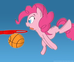 Size: 5320x4472 | Tagged: safe, artist:ekrostrance, pinkie pie, earth pony, pony, absurd resolution, basketball, slam dunk, solo, tongue out