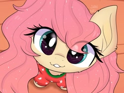 Size: 1600x1200 | Tagged: safe, artist:janelearts, fluttershy, pegasus, pony, :3, big eyes, cute, female, looking at you, looking up, looking up at you, shyabetes, solo