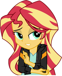 Size: 2364x2885 | Tagged: safe, artist:ahsokafan100, sunset shimmer, equestria girls, friendship games, clothes, cute, jacket, simple background, smiling, solo, transparent background, vector