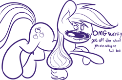 Size: 1280x839 | Tagged: safe, artist:extradan, applejack, earth pony, pony, courage the cowardly dog, monochrome, solo