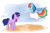 Size: 1024x671 | Tagged: safe, artist:chloeprice228, derpibooru import, rainbow dash, twilight sparkle, unicorn twilight, pegasus, pony, unicorn, friendship is magic, annoyed, cloud, duo, duo female, female, frizzy hair, glare, mare, scene interpretation, simple background, transparent background, twilight is not amused, unamused