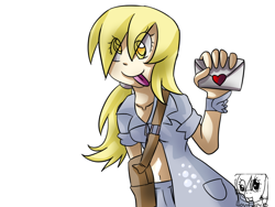 Size: 800x600 | Tagged: safe, artist:lovify1234, derpy hooves, human, humanized, mailmare, solo, tongue out