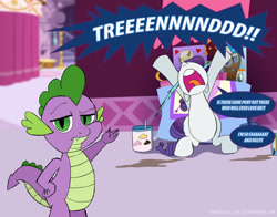 Size: 1018x800 | Tagged: safe, artist:ladyanidraws, rarity, spike, trenderhoof, dragon, pony, unicorn, simple ways, comic, fourth wall, irony, marshmelodrama