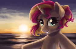 Size: 2292x1500 | Tagged: safe, artist:viv-chibi-love, sunset shimmer, pony, unicorn, female, mare, ocean, selfie, solo, sunset