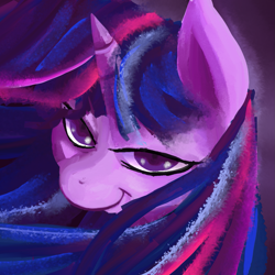 Size: 1283x1283 | Tagged: safe, artist:fauxsquared, derpibooru import, twilight sparkle, pony, unicorn, female, horn, mare, purple coat, purple mane, solo