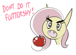 Size: 500x363 | Tagged: safe, artist:cobaltsnow, fluttershy, bat pony, pony, bats!, apple, flutterbat, race swap, solo