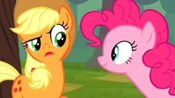 Size: 1280x720 | Tagged: safe, screencap, applejack, pinkie pie, earth pony, pony, the last roundup, duo, female, mare