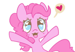 Size: 695x489 | Tagged: safe, artist:pegacornss, pinkie pie, earth pony, pony, cute, diapinkes, female, heart, mare, open mouth, pictogram, simple background, solo, speech bubble, transparent background