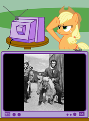 Size: 563x771 | Tagged: safe, applejack, clint eastwood, exploitable meme, irl, irl horse, irl pony, meme, obligatory pony, photo, tv meme