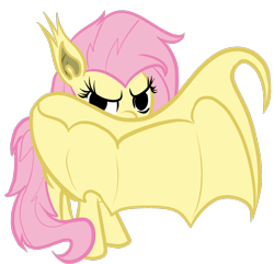 Size: 1220x1178 | Tagged: safe, artist:niksiekins, fluttershy, bat pony, pony, bats!, flutterbat, race swap, solo