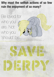 Size: 2480x3508 | Tagged: safe, artist:skeptic-mousey, derpy hooves, artifact, derpygate, sad, save derpy, slowpoke, text