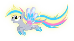 Size: 8056x4452 | Tagged: safe, artist:zekrom-9, derpy hooves, pegasus, pony, absurd resolution, female, flying, mare, rainbow power, rainbow power-ified, simple background, solo, sparkles, transparent background, vector, xk-class end-of-the-world scenario