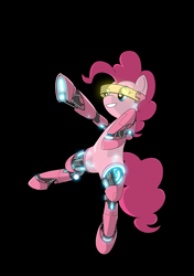 Size: 3600x5100 | Tagged: safe, artist:batonya12561, pinkie pie, cyborg, earth pony, pony, grin, hmd, ponkbot, smiling, solo, underhoof, visor, wip