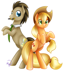 Size: 804x905 | Tagged: safe, artist:lethalauroramage, applejack, doctor whooves, earth pony, pony, female, mare