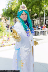 Size: 1365x2048 | Tagged: artist needed, safe, princess celestia, human, 2014, clothes, convention, cosplay, fanimecon, gloves, irl, irl human, photo, rule 63