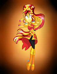 Size: 3500x4500 | Tagged: safe, artist:catcosmos17, sunset shimmer, equestria girls, legend of everfree, absurd resolution, clothes, dress, female, glowing eyes, no more ponies at source, pants, ponied up, super ponied up, white eyes