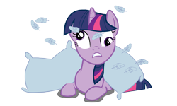 Size: 10000x6000 | Tagged: safe, artist:flutterwry95, derpibooru import, twilight sparkle, absurd resolution, derp, feather, pillow, simple background, solo, transparent background, vector