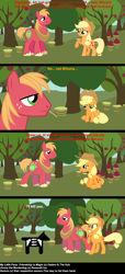 Size: 604x1322 | Tagged: safe, artist:flyingbrickanimation, applejack, big macintosh, earth pony, pony, comic, jimmy the murderdog, male, stallion, the system, wat