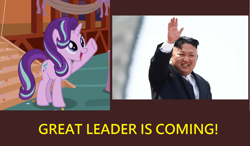 Size: 1194x696 | Tagged: safe, starlight glimmer, pony, unicorn, the maud couple, kim jong-un, north korea, stalin glimmer