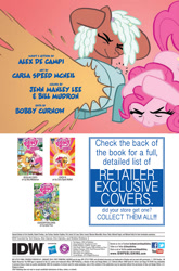 Size: 900x1366 | Tagged: safe, artist:carla speed mcneil, idw, pinkie pie, earth pony, pony, spoiler:comic, spoiler:comicff01, idw advertisement, partillery, party cannon, preview, toffee truffle