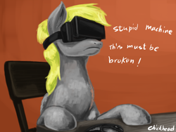 Size: 1024x768 | Tagged: safe, artist:chickhawk96, derpy hooves, pegasus, pony, female, mare, oculus rift, solo, virtual reality