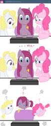 Size: 600x1465 | Tagged: safe, artist:lowhitney, pinkie pie, surprise, earth pony, pony, g1, ask tripie, blob, chubbie, g1 to g4, generation leap, pinkamena diane pie, straw, tumblr