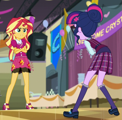 Size: 713x703 | Tagged: safe, screencap, sci-twi, sunset shimmer, twilight sparkle, equestria girls, friendship games, cropped
