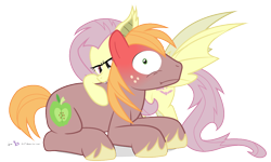 Size: 1000x600 | Tagged: safe, artist:dm29, big macintosh, fluttershy, bat pony, pony, bats!, biting, female, flutterbat, fluttermac, male, race swap, shipping, simple background, straight, transparent background