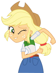 Size: 356x465 | Tagged: safe, applejack, equestria girls, simple background, solo, wink