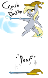 Size: 540x864 | Tagged: safe, artist:rice, derpy hooves, pony, 30 minute art challenge, bipedal, comic, hat, magicka, my little art challenge, solo, staff, wizard