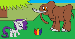 Size: 1205x633 | Tagged: safe, artist:killerbug2357, rarity, elephant, pony, unicorn, 1000 hours in ms paint, ms paint