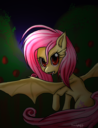 Size: 1024x1325 | Tagged: safe, artist:tiegerkaetzchen, fluttershy, bat pony, pony, bats!, flutterbat, race swap, solo