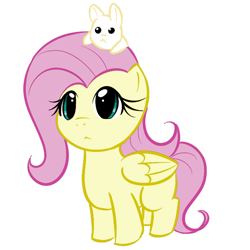 Size: 700x700 | Tagged: safe, artist:kloudmutt, fluttershy, pegasus, pony, rabbit, cute, filly, foal, shyabetes, solo