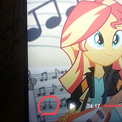 Size: 1386x1386 | Tagged: safe, screencap, sunset shimmer, pony, equestria girls, mistake, music, music notes