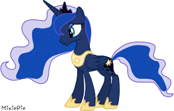 Size: 2032x1300 | Tagged: safe, artist:mixiepie, princess celestia, princess luna, pony, accessory swap, body swap, female, mare, simple background, solo, swapped cutie marks, transparent background, vector