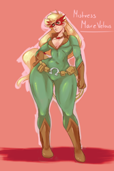 Size: 1280x1920 | Tagged: safe, artist:sundown, applejack, mistress marevelous, human, season 4, applebucking thighs, curvy, humanized, power ponies, solo, speculation, wide hips