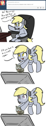 Size: 635x1725 | Tagged: safe, artist:acharmingpony, derpy hooves, cat, pegasus, pony, ask, comic, derpy hooves tech support, derpy tech support, female, happy cat, happycat, headset, mare, nyan cat, solo, tumblr, underp, wingding eyes