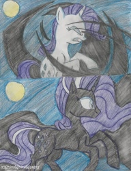 Size: 600x783 | Tagged: safe, artist:sketch-shepherd, nightmare rarity, rarity, pony, unicorn, nightmare forces, traditional art, transformation