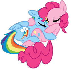 Size: 635x618 | Tagged: safe, artist:bronybase, artist:calicopikachu, artist:starryoak, derpibooru import, pinkie pie, rainbow dash, earth pony, pegasus, pony, cuddling, cute, eyes closed, female, lesbian, pinkiedash, shipping, simple background, sleeping, snuggling, transparent background, vector