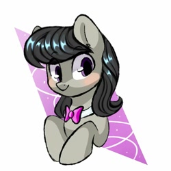 Size: 1000x1000 | Tagged: safe, artist:thieftea, octavia melody, earth pony, pony, abstract background, blushing, bowtie, bust, cute, female, mare, solo, tavibetes