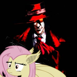 Size: 1200x1200 | Tagged: safe, edit, fluttershy, bat pony, pony, alucard, flutterbat, hellsing, obligatory pony, race swap, vector