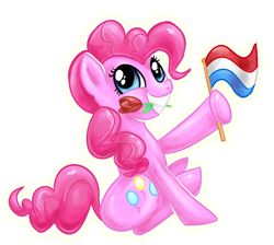 Size: 600x537 | Tagged: safe, artist:avui, pinkie pie, earth pony, pony, dutch, flag, flower, netherlands, solo, tulip