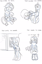 Size: 1500x2300 | Tagged: safe, artist:geomancing, applejack, fluttershy, rarity, twilight sparkle, twilight sparkle (alicorn), alicorn, earth pony, pegasus, pony, unicorn, pony pulls the wagon, sketch dump, text