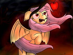 Size: 1600x1200 | Tagged: safe, fluttershy, bat pony, pony, bats!, apple, flutterbat, race swap, solo